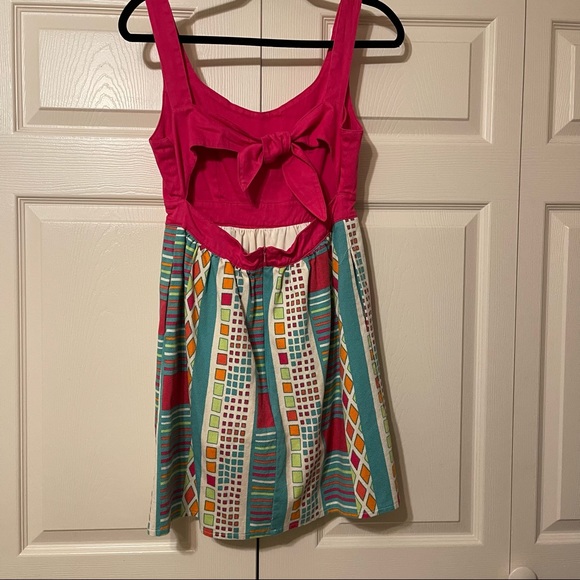 Judith March open back hot pink multiprint dress - Picture 3 of 7